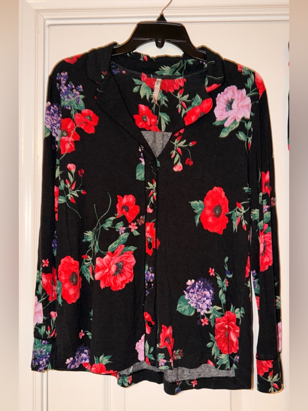 Soma Cool Nights Pajama Set Floral Black Size M Soft Drawstring Pants Pockets - Picture 2 of 9